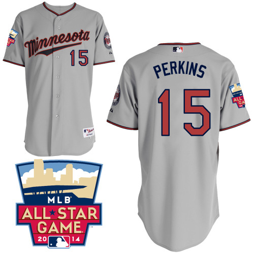 Glen Perkins #15 MLB Jersey-Minnesota Twins Men's Authentic 2014 ALL Star Road Gray Cool Base Baseball Jersey